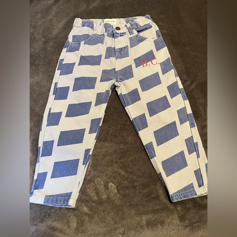 Bobo Choses Blue and Gray Striped Pants